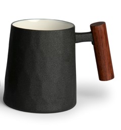 Zeige Details für Negra Tasse Henkelbecher Porzellan mit Holzgriff Wabenmuster Bild von Negra Tasse Henkelbecher Porzellan mit Holzgriff Wabenmuster