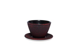 Zeige Details für maoci Teetasse Arare schwarz rot Gusseisen mit Untertasse 0,12 L Bild von maoci Teetasse Arare schwarz rot Gusseisen mit Untertasse 0,12 L