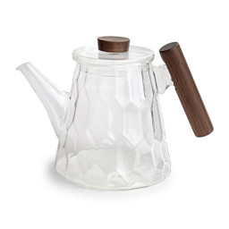 Zeige Details für tealogic Glas Teekanne Knut mit Holzgriff  Bild von tealogic Glas Teekanne Knut mit Holzgriff
