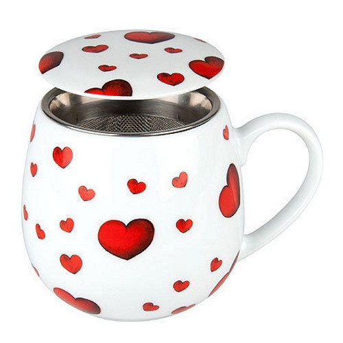 Bild von Teetasse mit Sieb und Deckel Little Hearts