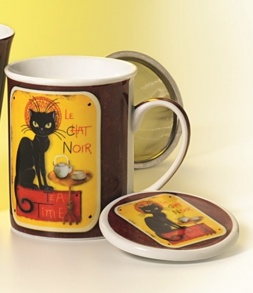 Bild von Teetasse mit Sieb und Deckel Le Chat Noir von ChaCult