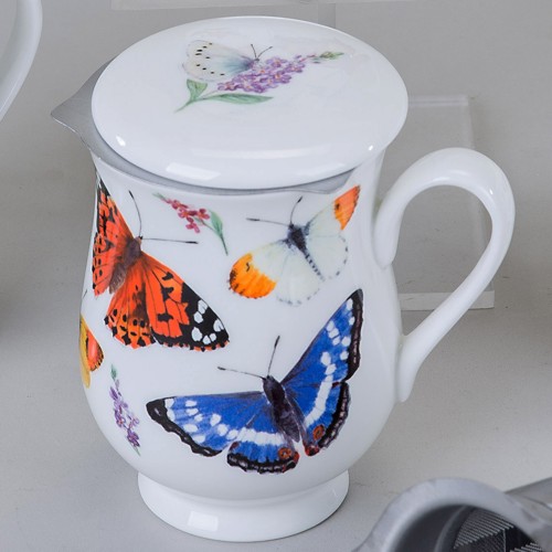 Bild von Roy Kirkham Tasse mit Sieb und Deckel Butterfly Motiv 2