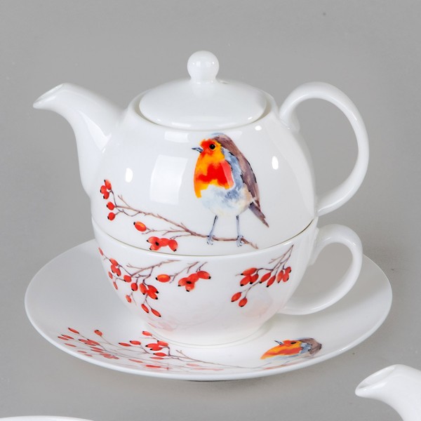 Bild von Tea For One Set Robin Rotkehlchen Roy Kirkham