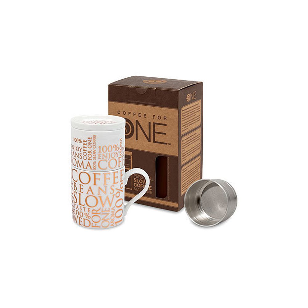 Bild von Kaffeebereiter mit Tasse Coffee for One 100% on white