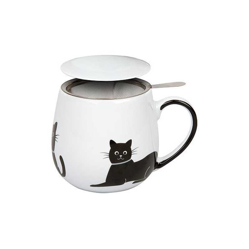 Bild von Teetasse mit Sieb und Deckel My lovely cat grau