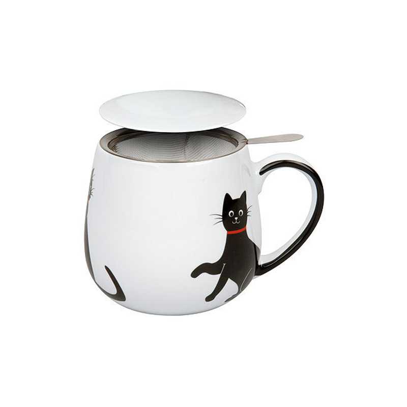 Bild von Teetasse mit Sieb und Deckel My lovely cat rot