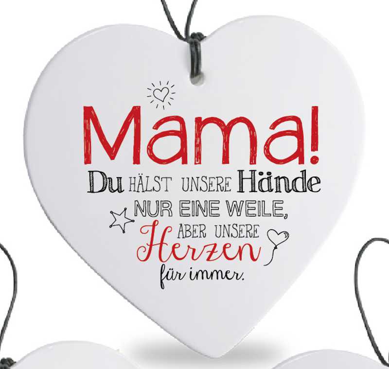 Bild von Herz mit Spruch Mama hält Herzen