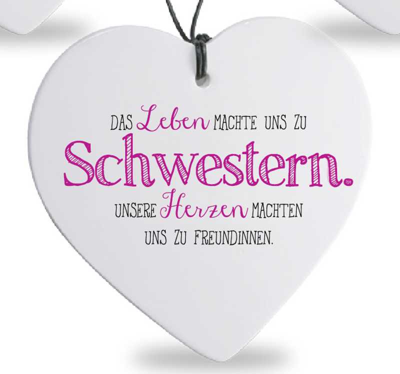 Bild von Herz mit Spruch Schwester