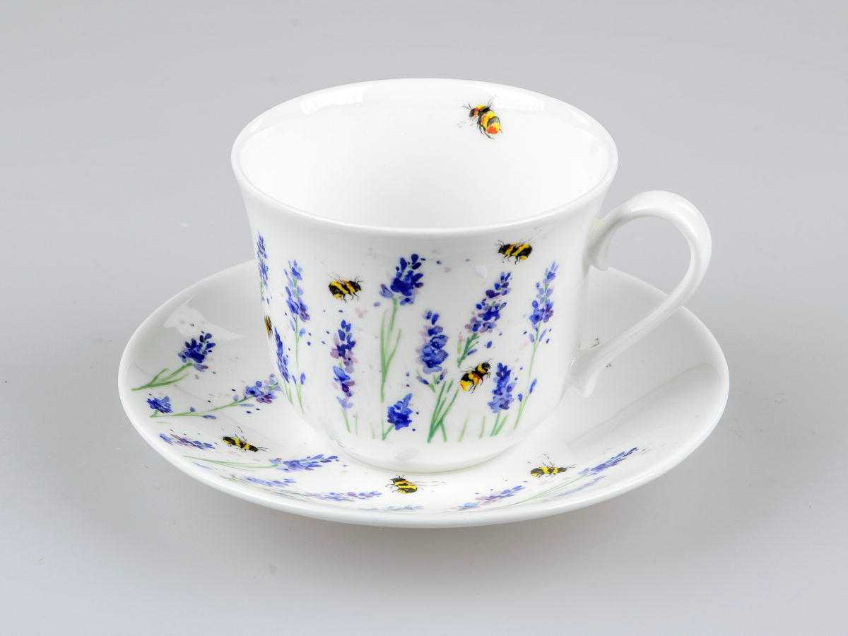 Bild von Lavendel + Biene Lavender + Bees Roy Kirkham Teetassen Jumbo mit Untertasse 