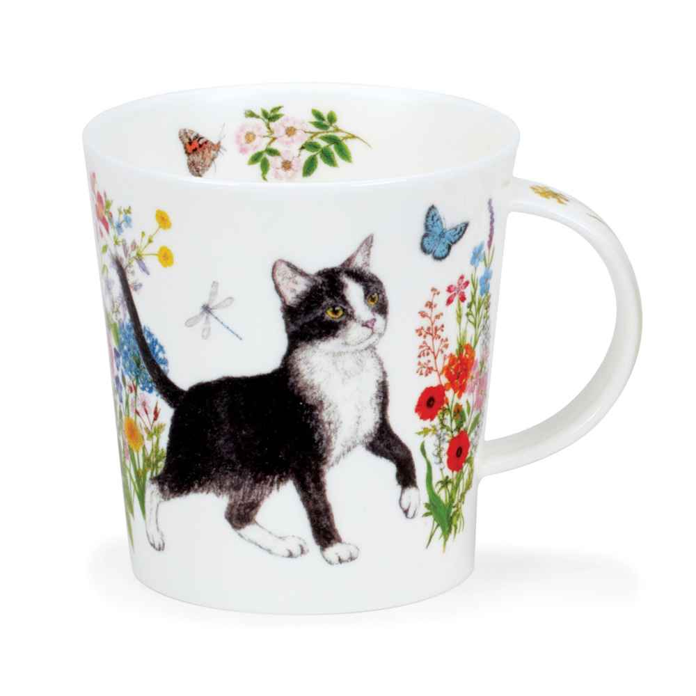 Bild von Floral Cats black and white Dunoon Tasse Lomond Fine Bone China