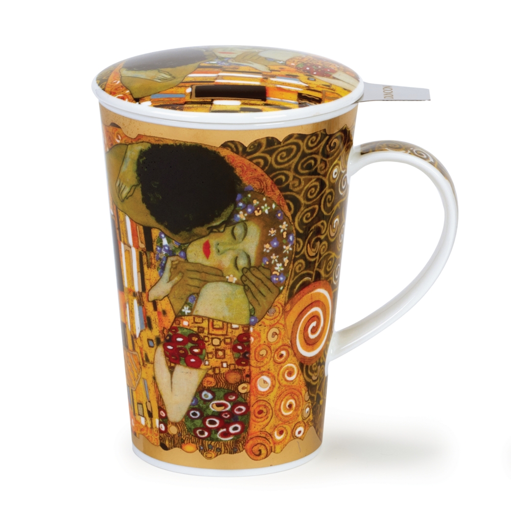 Bild von Dunoon Tasse mit Sieb und Deckel Belle Epoque Kuss Klimt Shetland