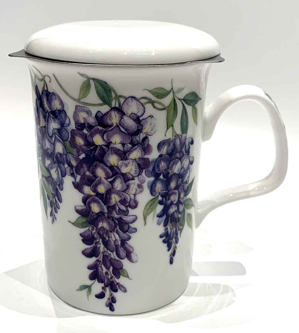 Bild von Roy Kirkham Tasse mit Sieb und Deckel Blauregen