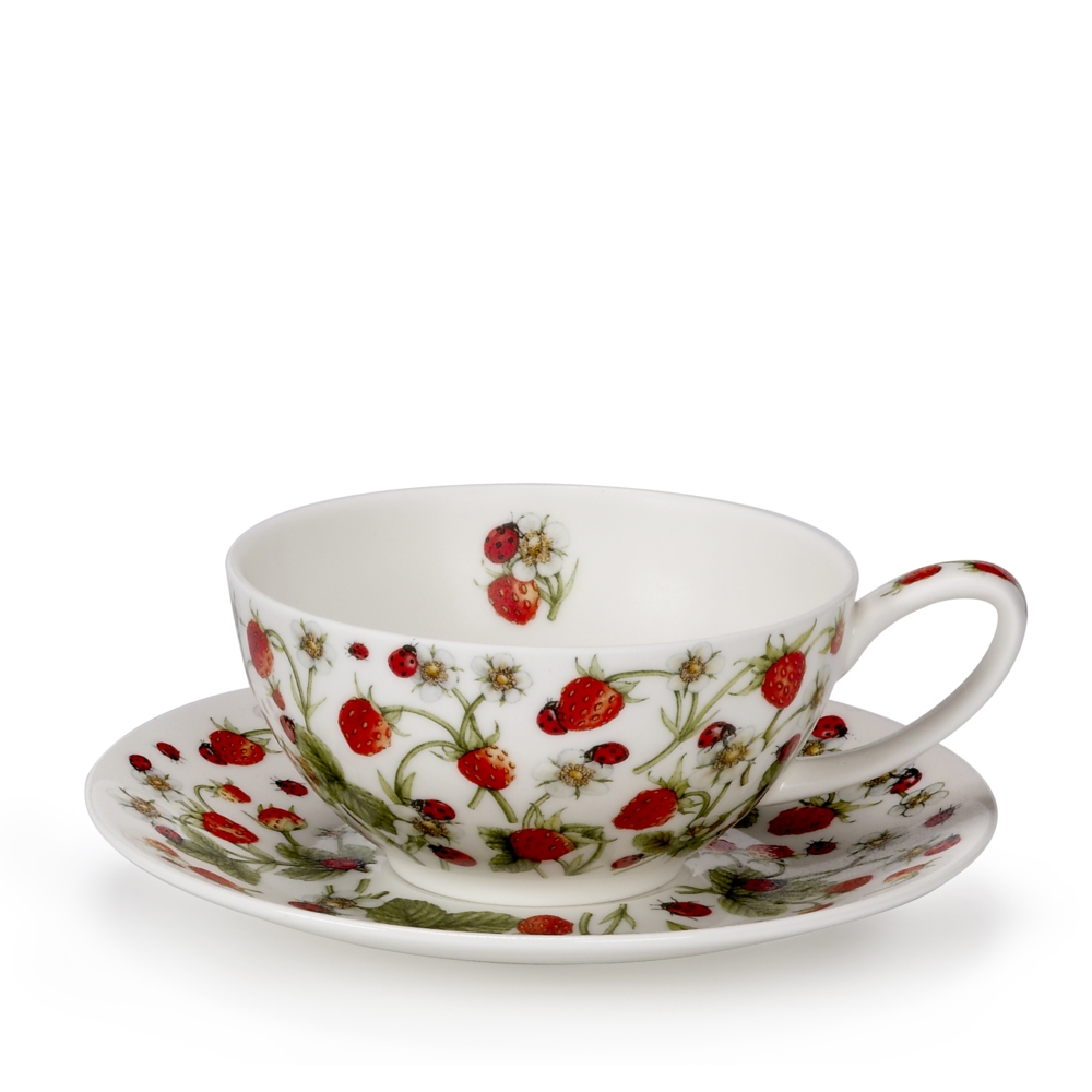 Bild von Dunoon Tasse mit Untertasse Dovedale Strawberry Erdbeeren