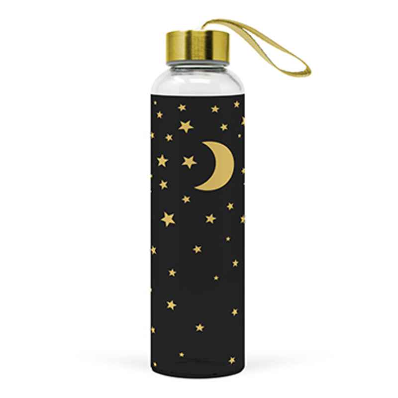 Bild von Glasflasche Moonlight real gold schwarz 550 ml