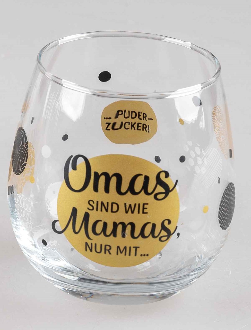 Bild von Glas mit Spruch Omas sind wie Mamas nur mit Puderzucker