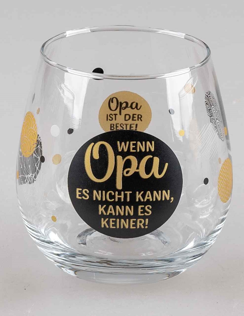 Bild von Glas mit Spruch Wenn Opa es nicht kann