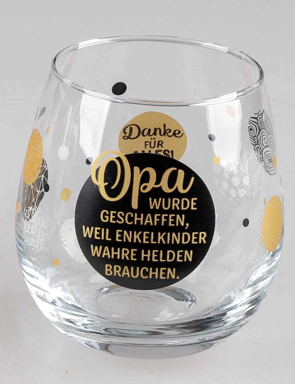 Bild von Glas mit Spruch Opa wurde geschaffen weil Enkelkinder wahre Helden brauchen