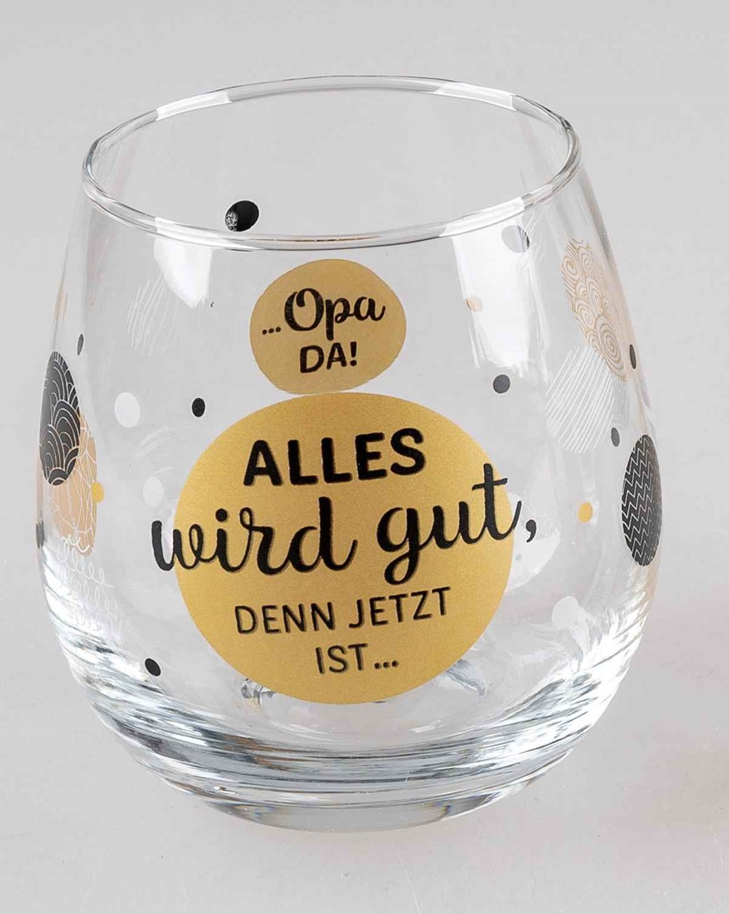 Bild von Glas mit Spruch Alles wird gut denn jetzt ist Opa da