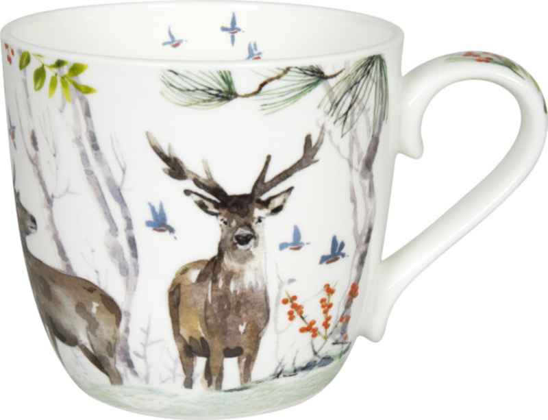 Bild von Winter Deer Henkelbecher Könitz Bone China