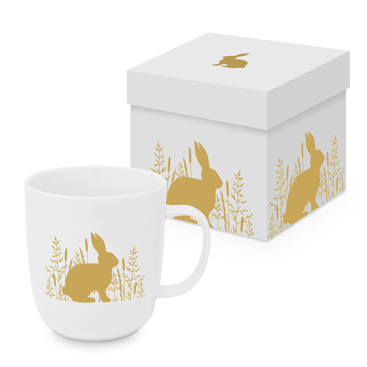 Bild von Pure Easter Ostern Hase gold mattfinish Porzellanbecher mit Geschenkkarton 