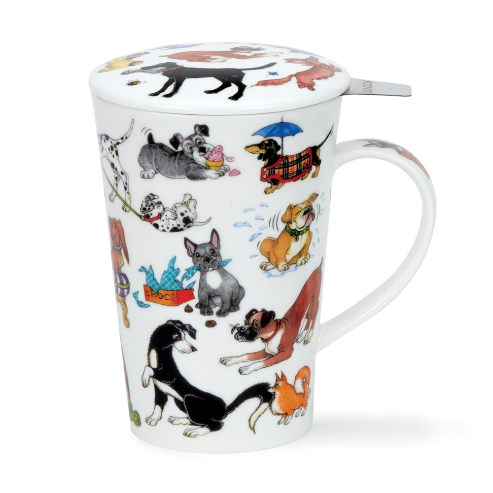 Bild von Dunoon Tasse mit Sieb und Deckel Barking Mad Hunde Shetland