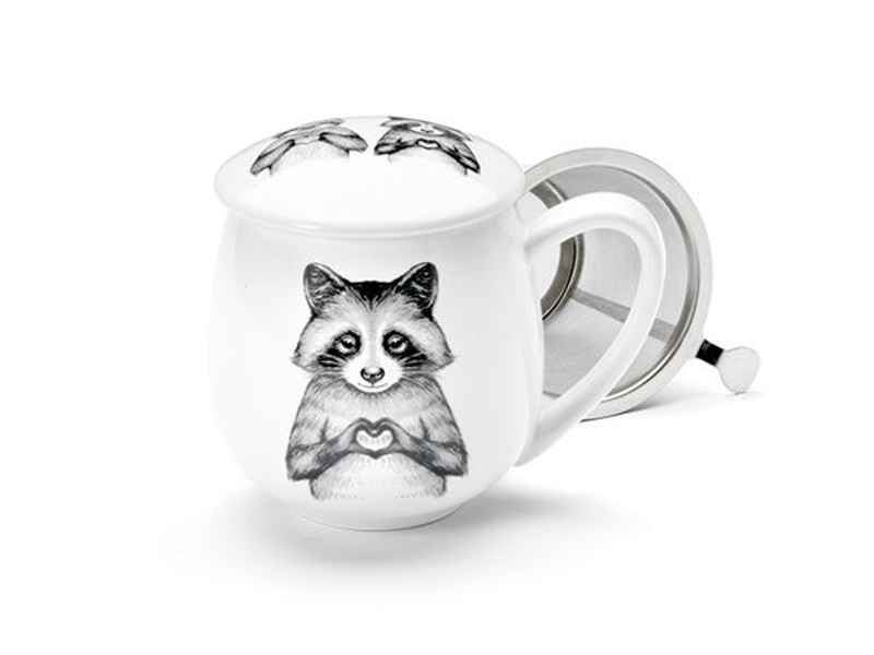 Bild von Teetasse mit Sieb und Deckel Pip & Pepe Faultier Waschbär von ChaCult