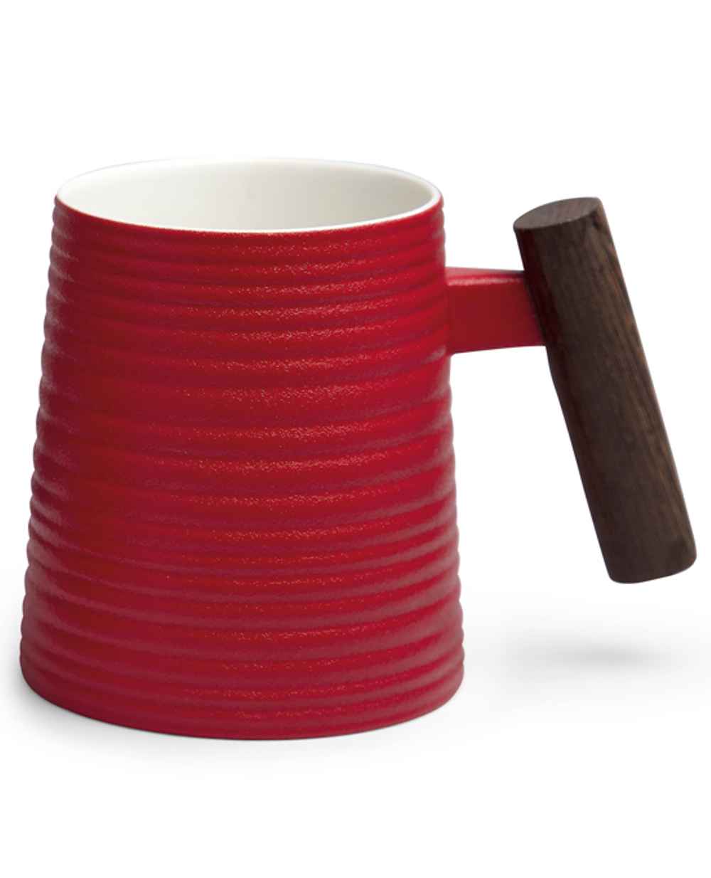 Bild von Rouge Tasse Henkelbecher Porzellan mit Holzgriff Bienenkorb