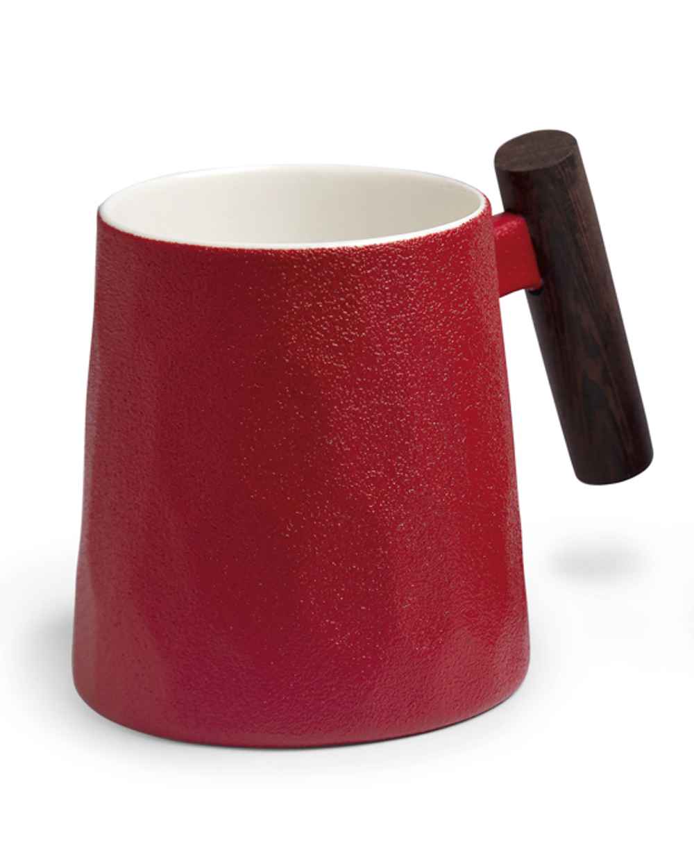 Bild von Rouge Tasse Henkelbecher Porzellan mit Holzgriff Wabenmuster