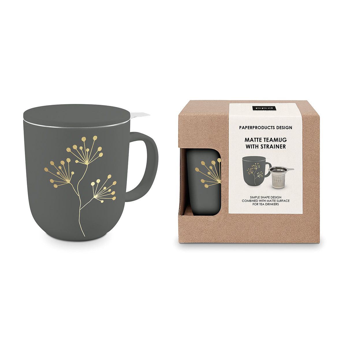 Bild von Pure Gold Berries anthrazit Teetasse mit Sieb und Deckel
