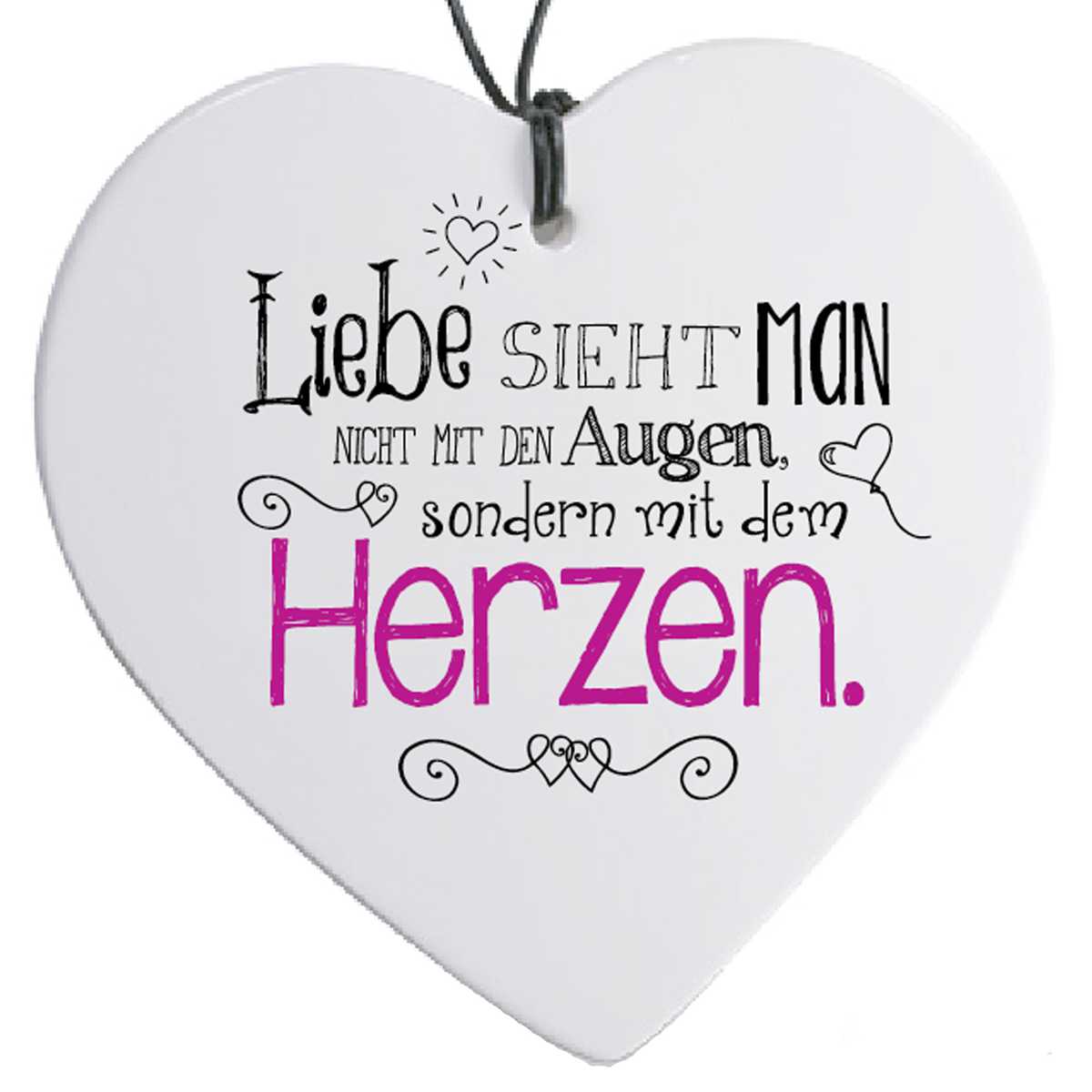 Bild von Herz mit Spruch Liebe sieht nicht mit den Augen