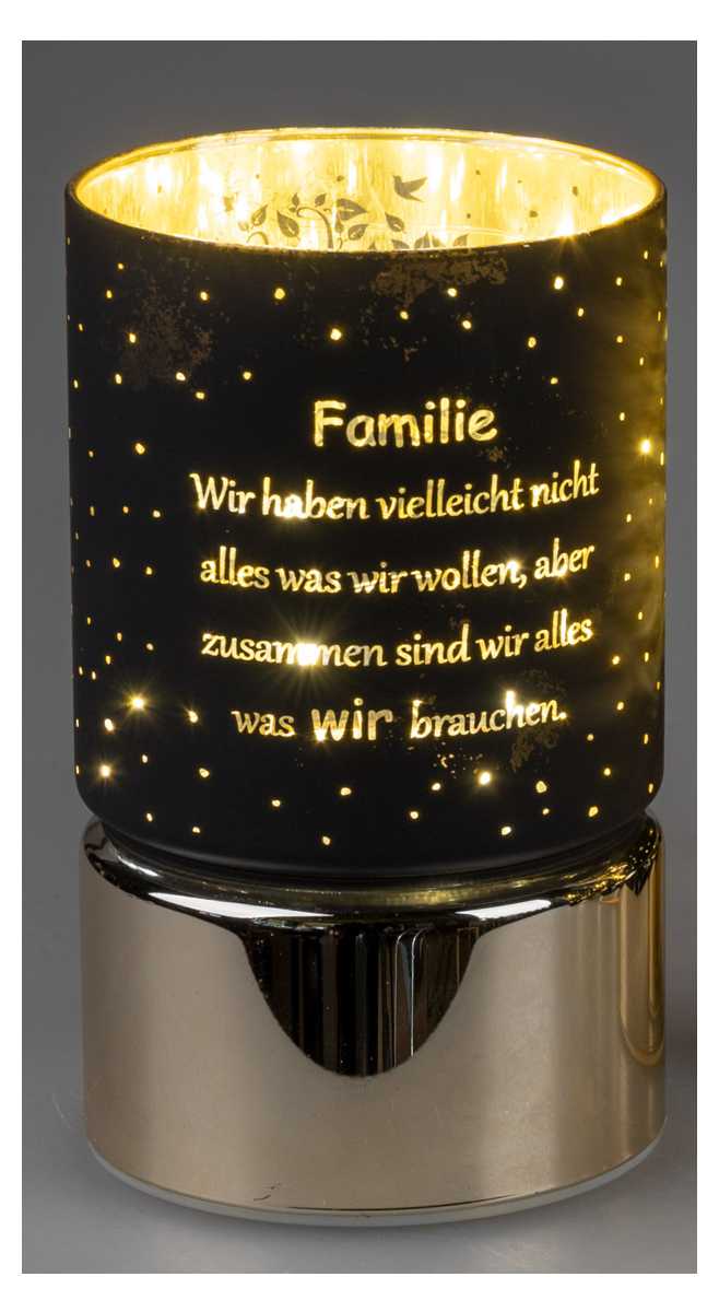 Bild von Deko-Licht LED schwarz gold 15 cm - Motiv Baum - Familie zusammen sind wir alles