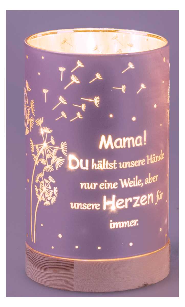Bild von Deko-Licht LED pink 15 cm Motiv Pusteblume - Mama hält Herzen 