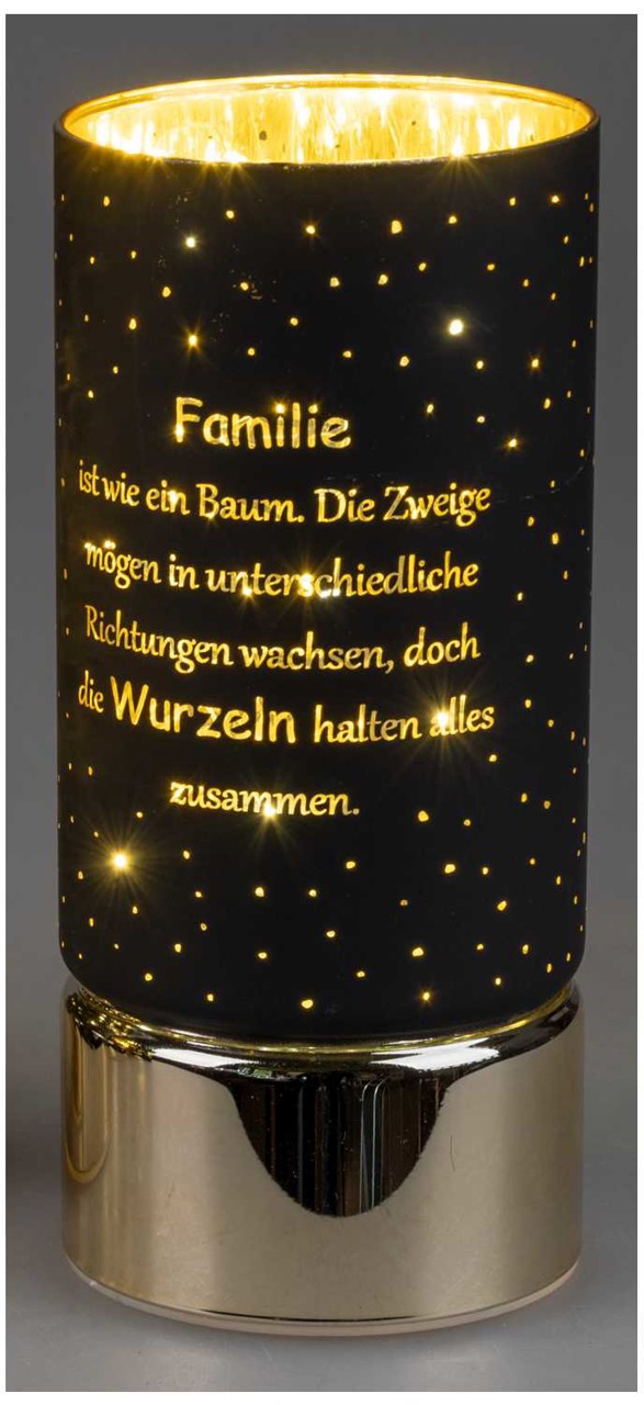 Bild von Deko-Licht LED schwarz gold 20 cm - Motiv Baum - Familie Wurzeln halten alles zusammen