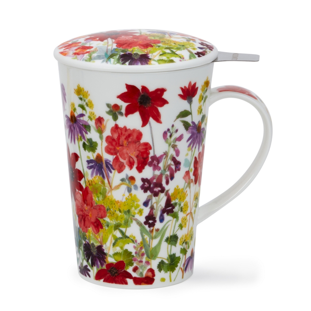 Bild von Dunoon Tasse mit Sieb und Deckel Cottage Border red rot Shetland