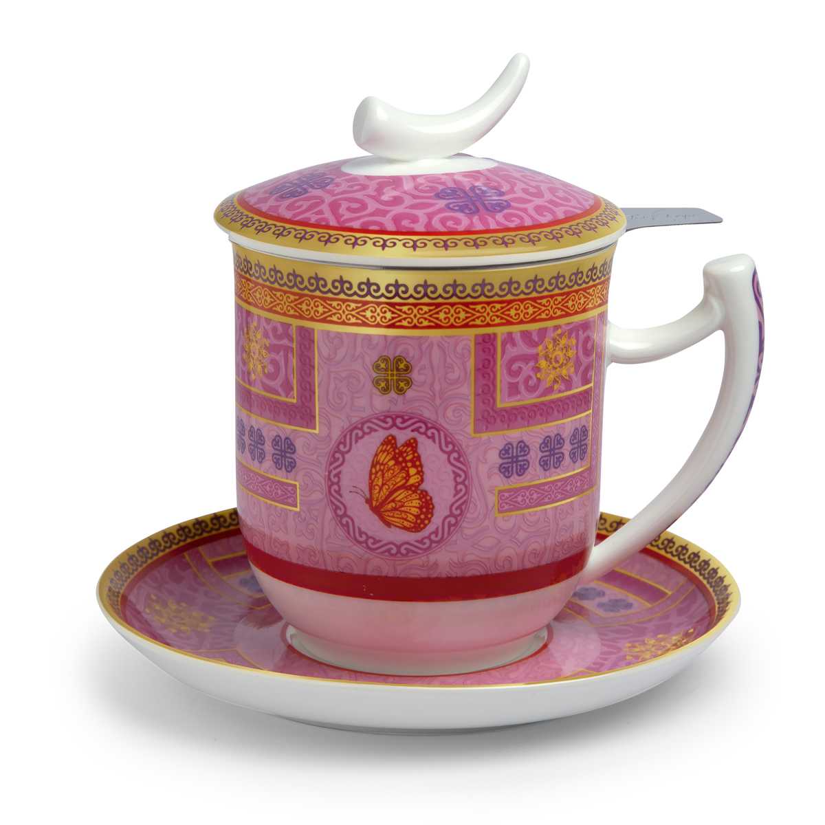 Bild von Teetasse mit Untertasse, Sieb und Deckel Tilly Fine Bone China