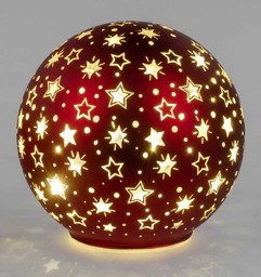 Bild von Deko-Licht Kugel LED bordeaux rot gold 12 cm Sterne
