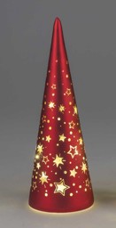 Bild von Deko-Licht Baum Pyramide LED bordeaux rot gold 25 cm Festival