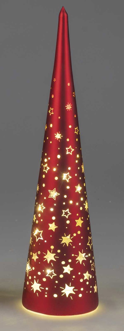 Deko-Licht Baum Pyramide LED bordeaux rot gold 35 cm Festival