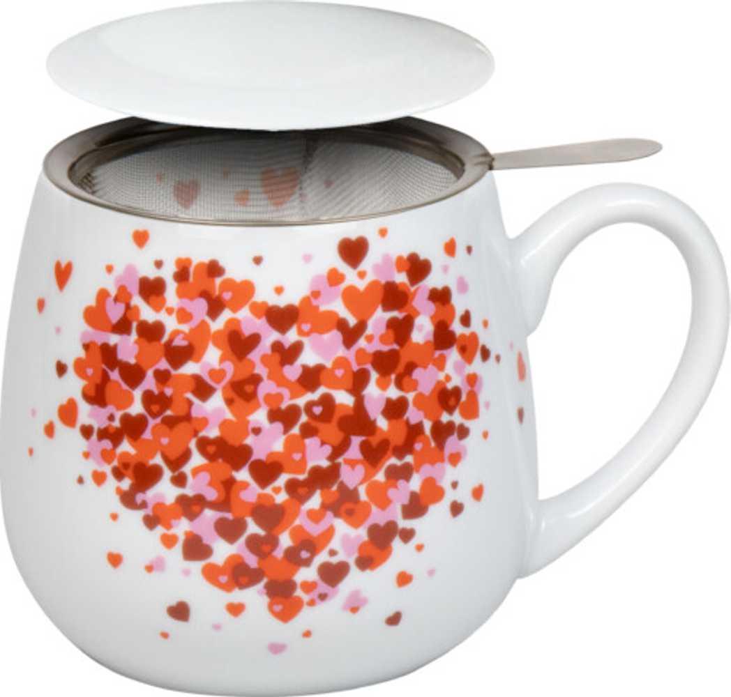 Bild von Teetasse mit Sieb und Deckel Love Explodes