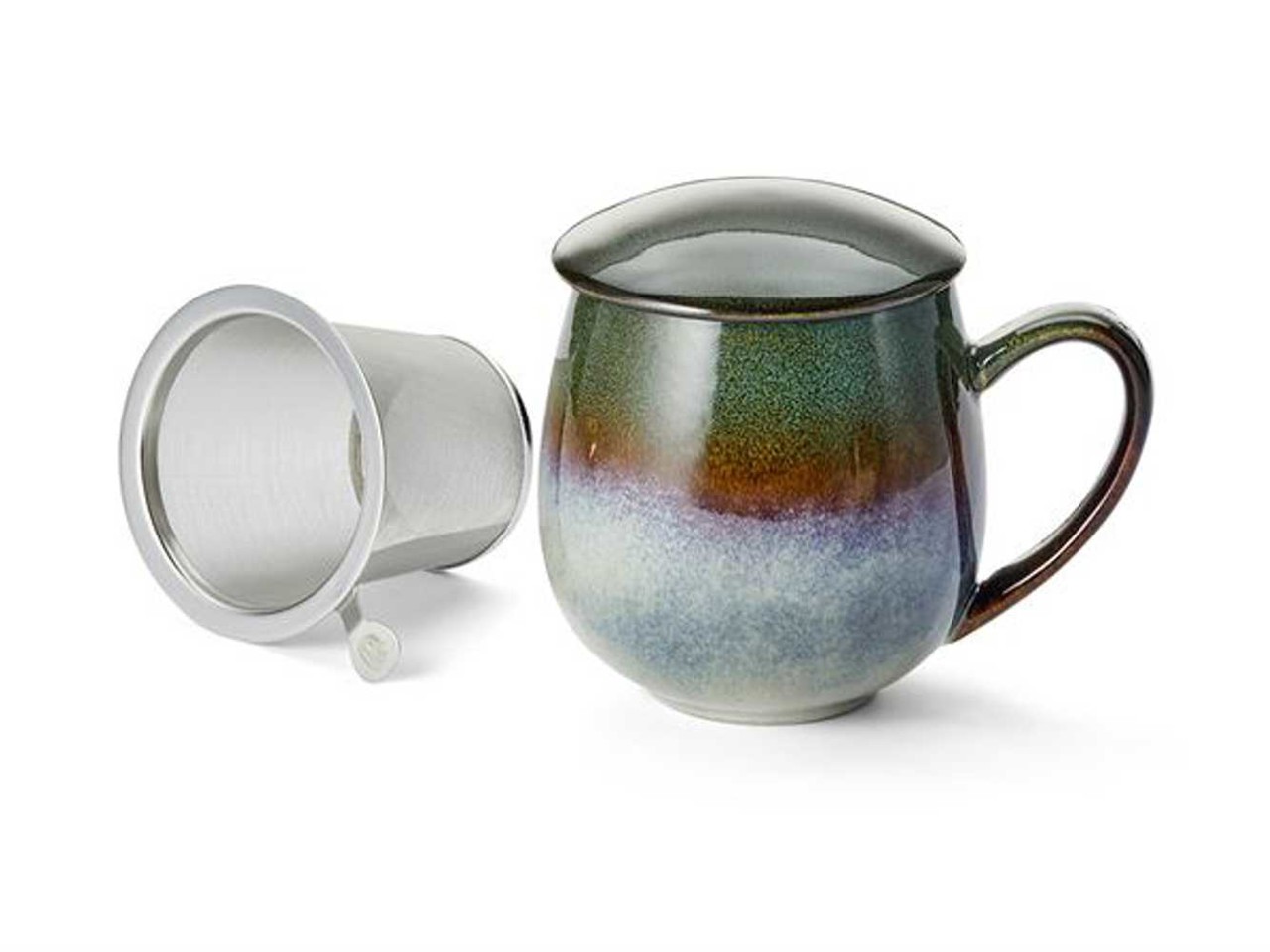 Bild von Tasse Saara dunkelgrün mit Deckel und Edelstahlfilter 0,35 L