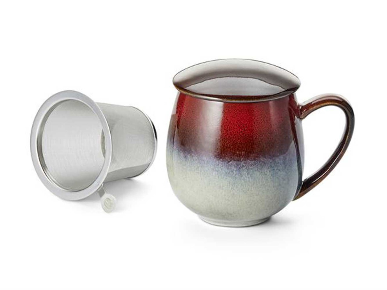 Bild von Tasse Saara rot mit Deckel und Edelstahlfilter 0,35 L