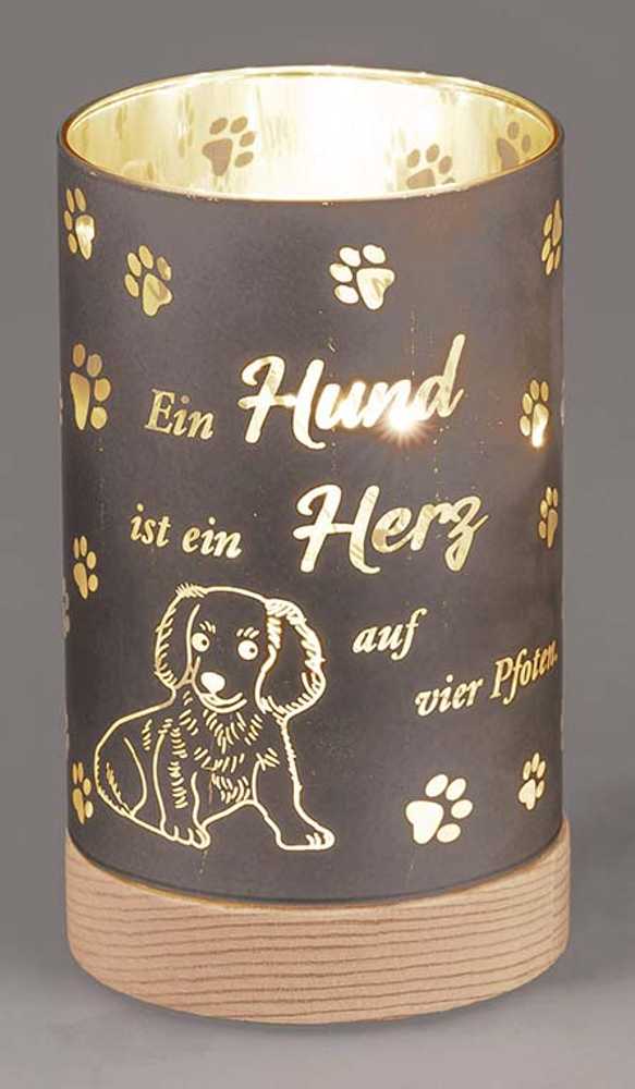 Bild von Deko-Licht LED grau 15 cm Motiv Hund ist Herz auf vier Pfoten