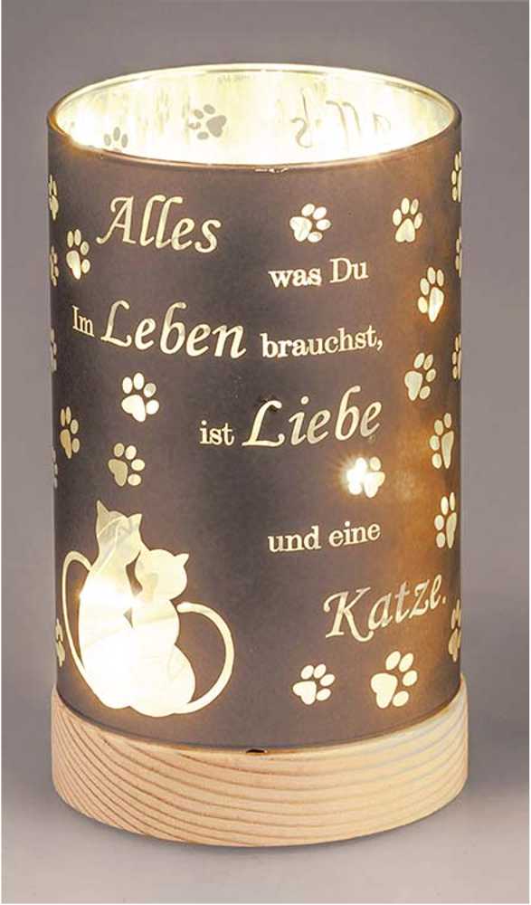 Bild von Deko-Licht LED grau 15 cm Motiv im Leben brauchst du Liebe und eine Katze