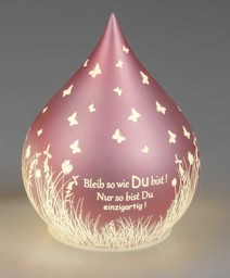 Bild von Deko-Licht Tropfenform LED rosa Bleib so wie du bist 15 cm groß