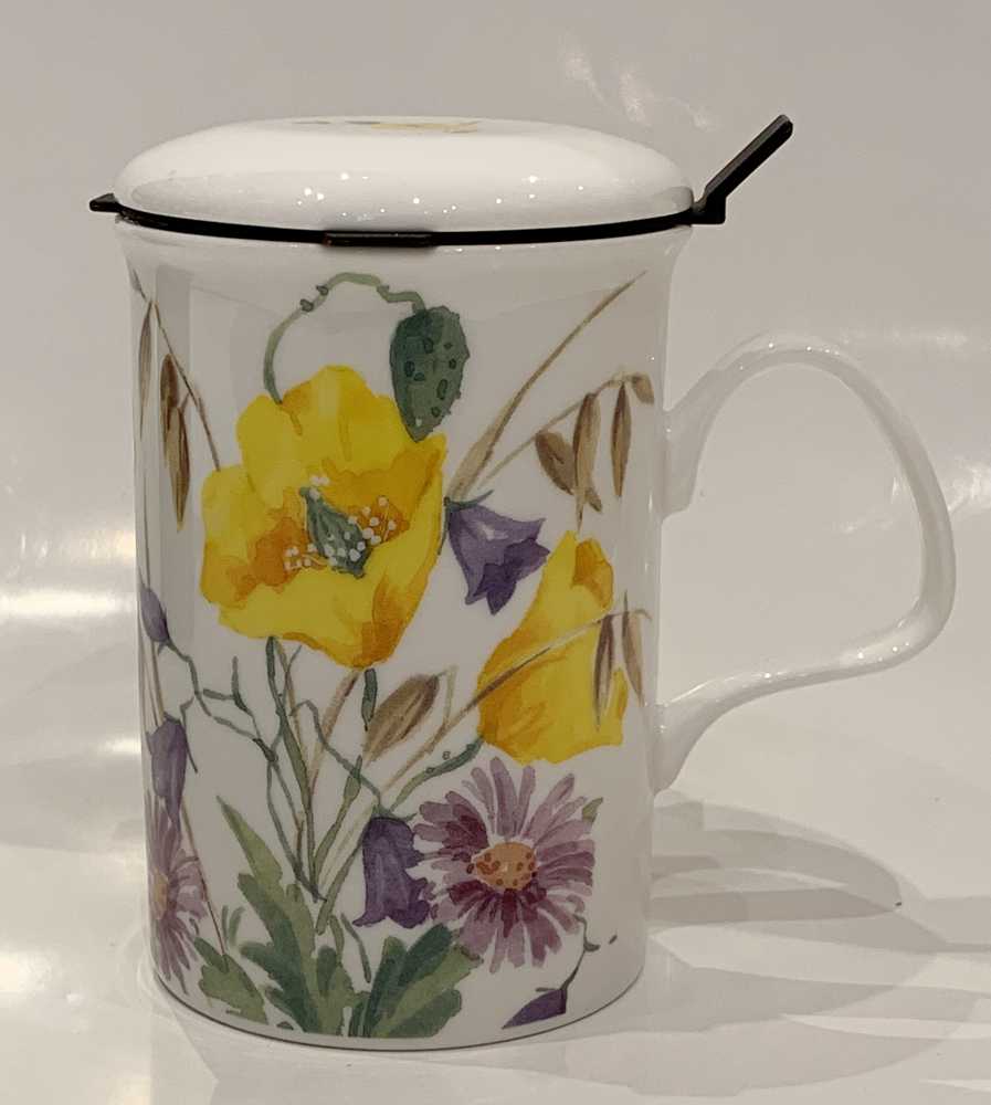 Roy Kirkham Tasse mit Sieb und Deckel Mohn gelb