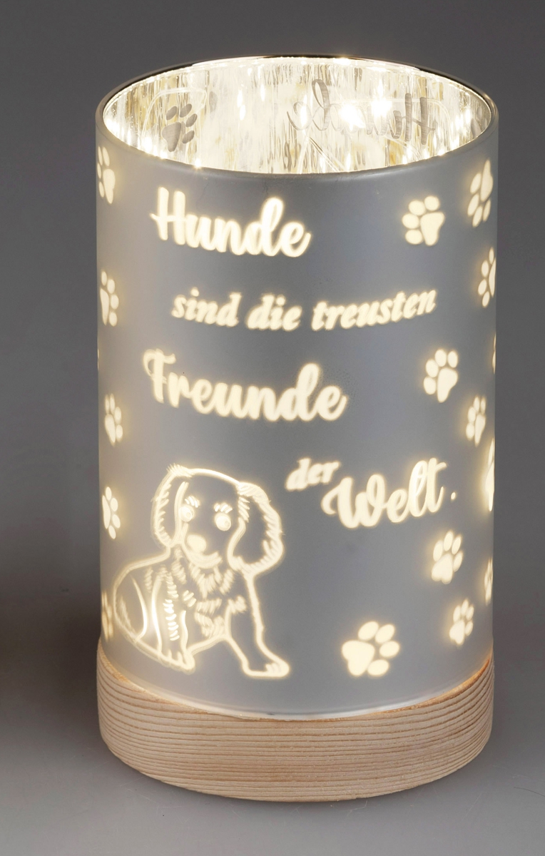 Bild von Deko-Licht LED 15 cm weiß Motiv Hunde sind treueste Freunde der Welt