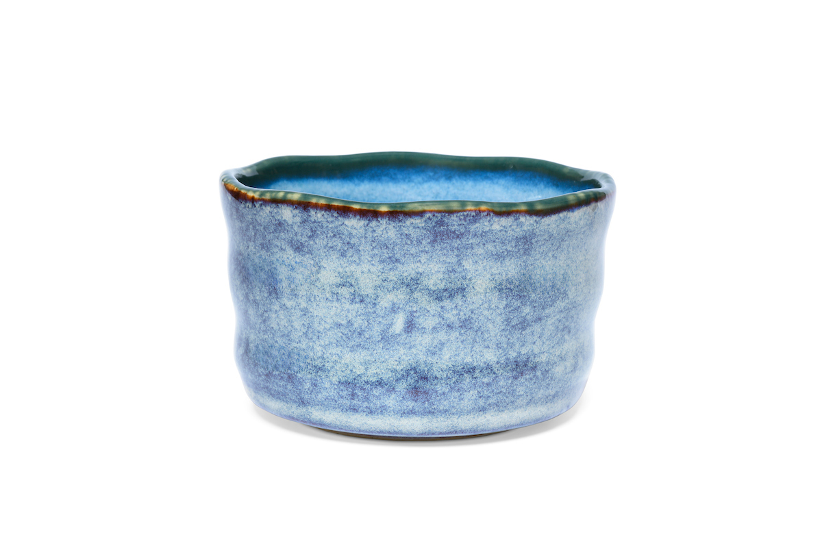 Bild von MAOCI Matchaschale blau marmoriert Keramik