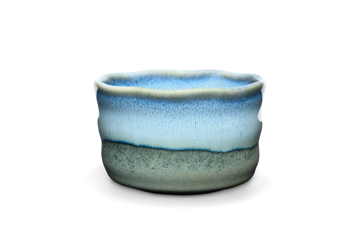 Bild von MAOCI Matchaschale blau glänzend grau matt Keramik