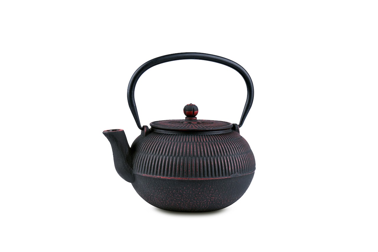 Bild von Maoci Macau schwarz rot Teekanne aus Gusseisen 0,9 L