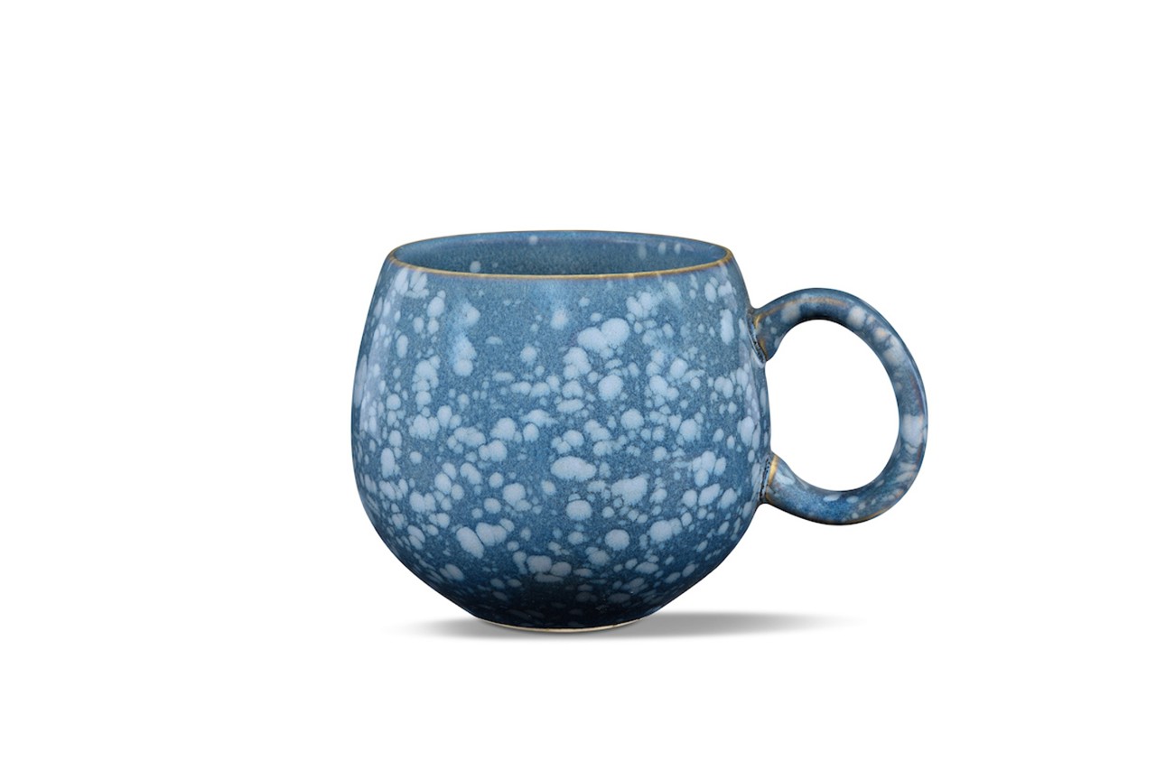 Bild von MAOCI Jumbotasse jeansblau helle Tupfen Keramik 0,5 L